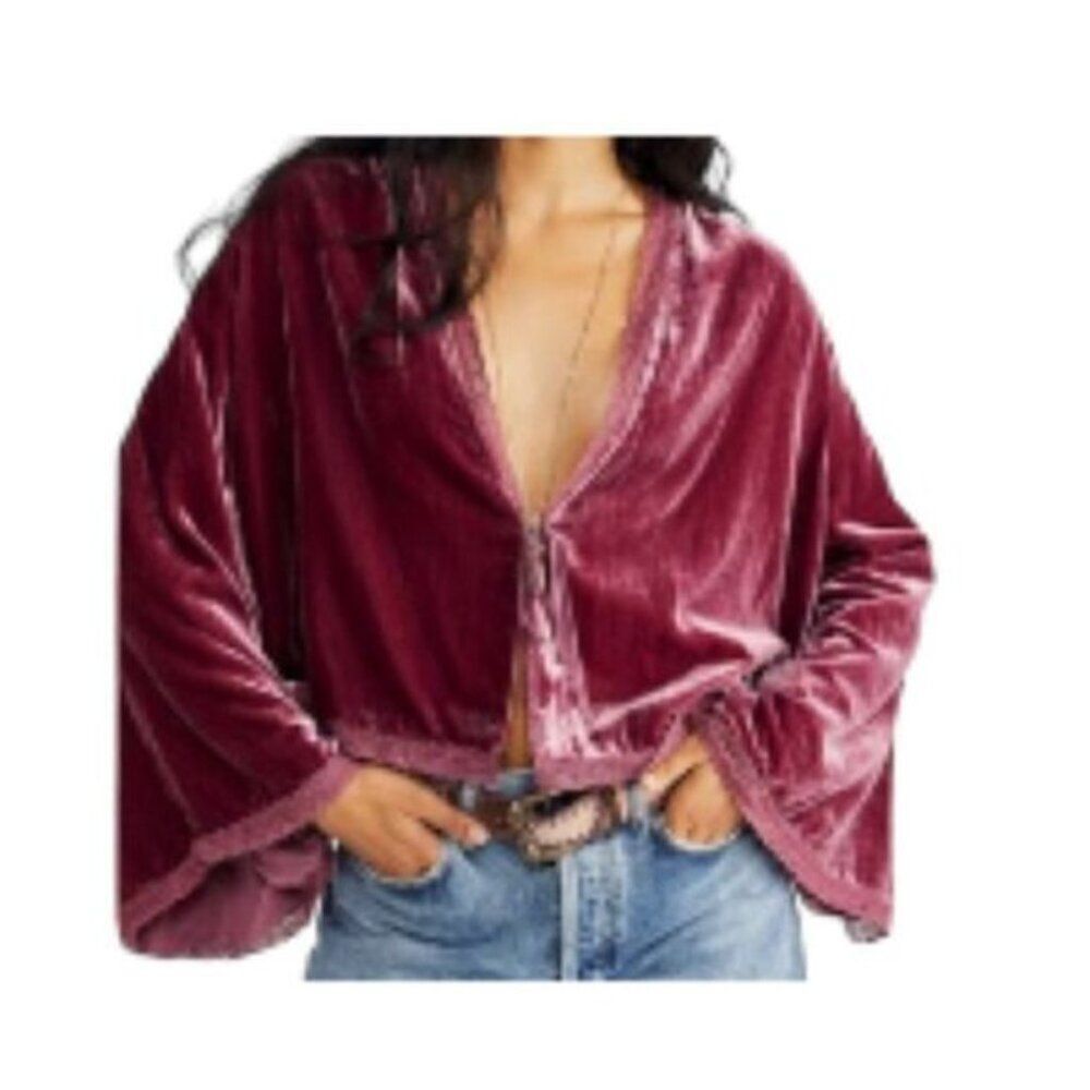 Free People Velvet Jacket in Smokey Wings Small NWT